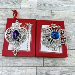 Brand New Set of 2 Lenox Bejeweled Spire & Snowflake Ornaments